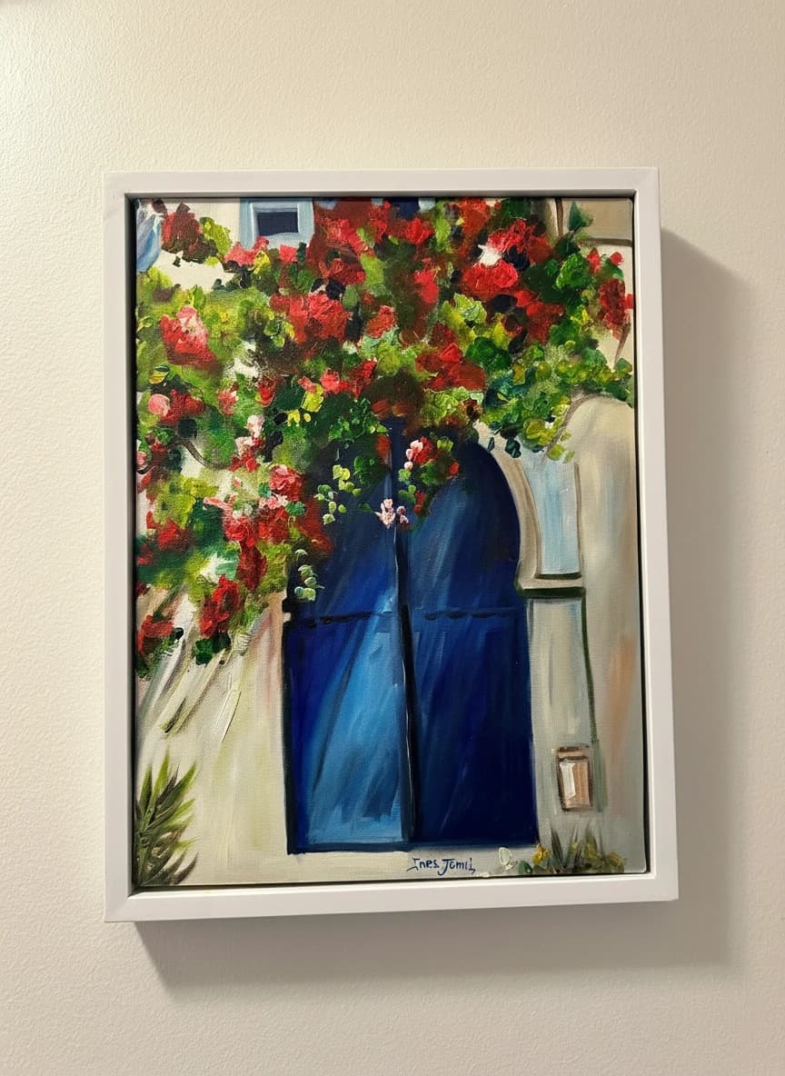 Souvenir de chaux et de fleur — Zina Drici, 2026, Huile sur toile, 55 × 46